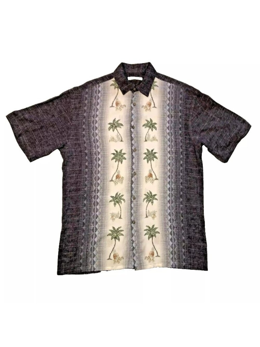Pineapple Hawaiian Shirt Size M Palm Trees Brown Campia Moda Mens